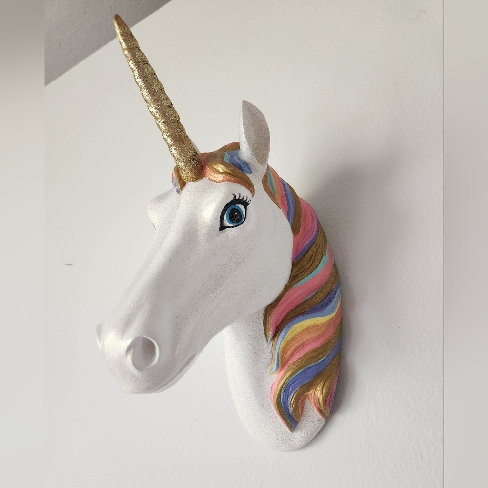 Rainbow Painted Unicorn Head
